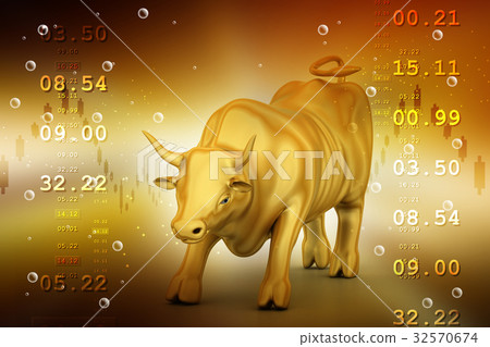 Rising golden business bull Rising golden business bull 32570674
