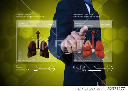 Young doctor showing lungs Young doctor showing lungs 32571277