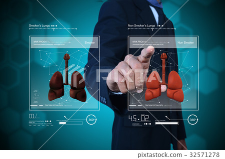 Young doctor showing lungs Young doctor showing lungs 32571278