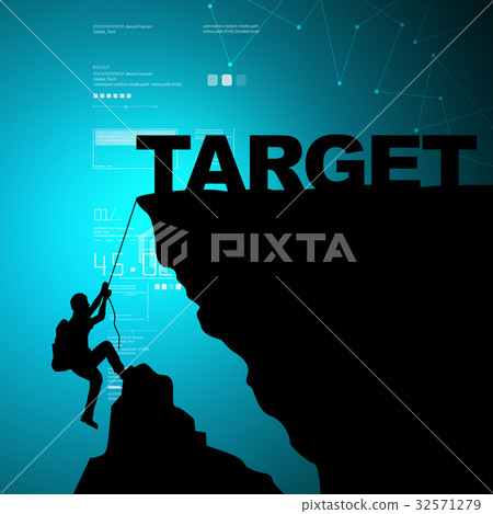 Man climbing for obtain target Man climbing for obtain target 32571279