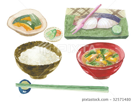 Grilled fish set meal 32571480