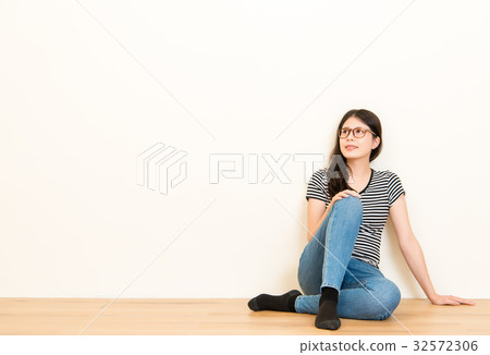 Happy smiling woman dreaming her future Happy smiling woman dreaming her future 32572306