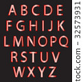 Set of Red alphabet designs symbols on black 32573931
