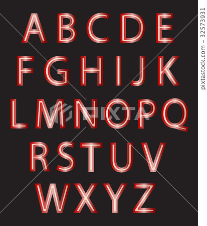 Set of Red alphabet designs symbols on black 32573931