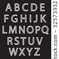 Set of white alphabet designs symbols on black 32573932