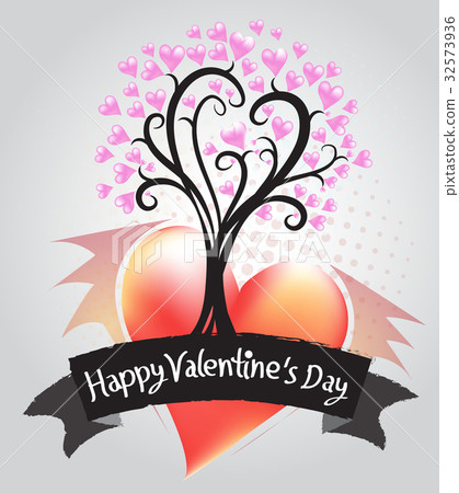 Tree of Hearts Illustration of a Valentines Day 32573936