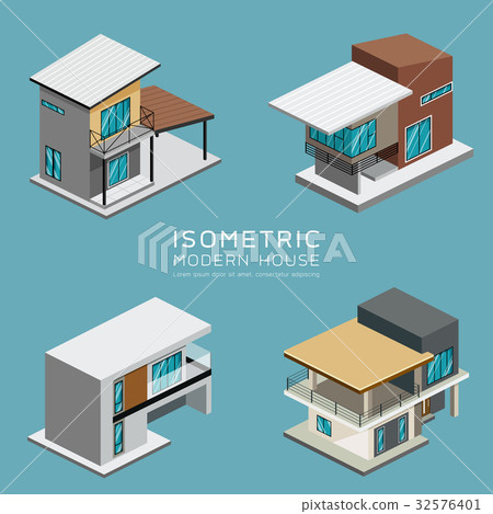 Modern house isometric collections 32576401