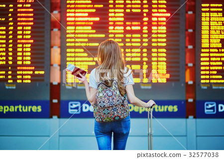 Tourist girl in international airport 32577038