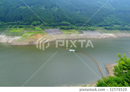 Under water intake limit of Takizawa dam Limited slope and float exposed late July 2017 a Under water intake limit of Takizawa dam Limited slope and float exposed late July 2017 a 32578520