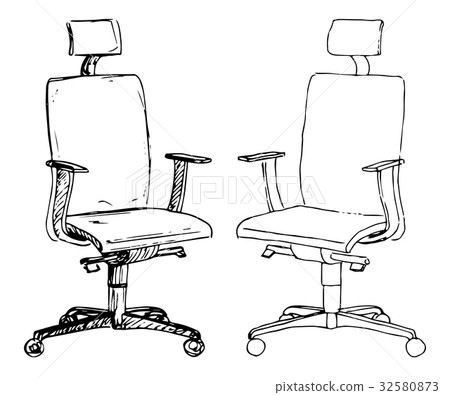Set office chairs isolated on white background. - Stock Illustration ...
