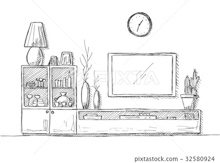 Bookcase, dresser with TV and shelves. Bookcase, dresser with TV and shelves. 32580924