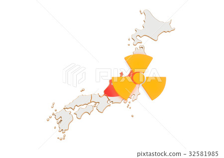 Radiation in Japan concept, 3D rendering Radiation in Japan concept, 3D rendering 32581985
