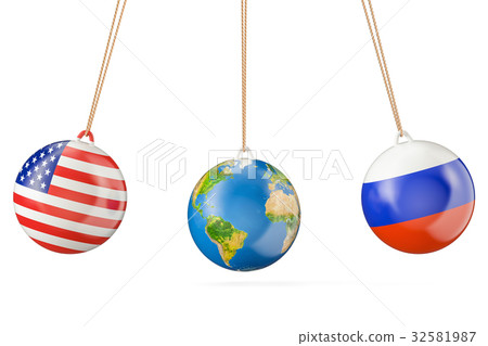 Russia and USA political confrontation concept 32581987