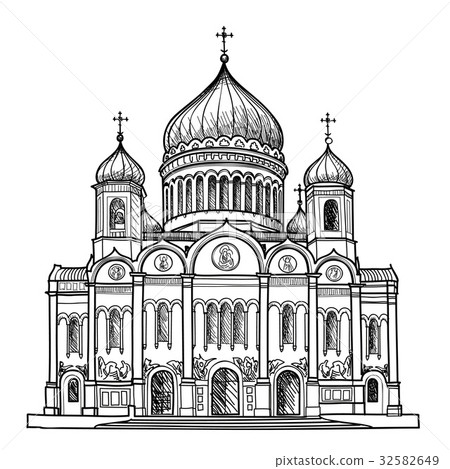 Moscow Travel city sign. Russian famous cathedral. 32582649