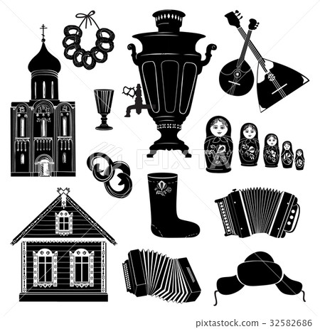 Russian icon set Discover Russia Travel silhouette 32582686