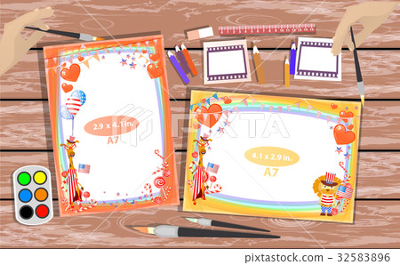Photo frame on the table. Horizontal and vertical 32583896