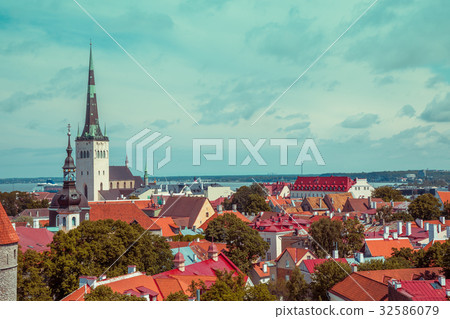 Panoramic view of Old Tallinn city, Estonia 32586079