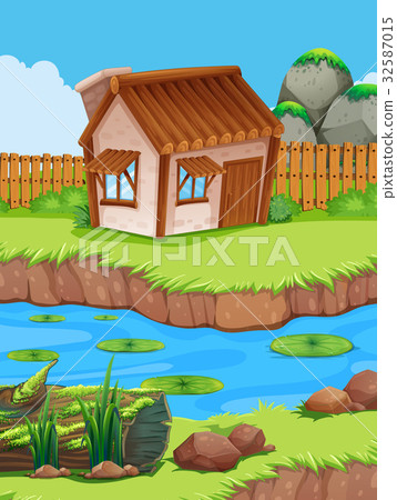 Little hut by the river 32587015