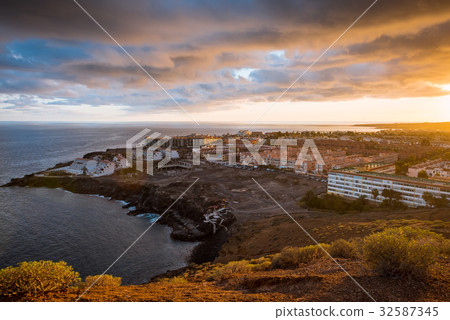 Sunset on Tenerife resort Costa Silencio 32587345