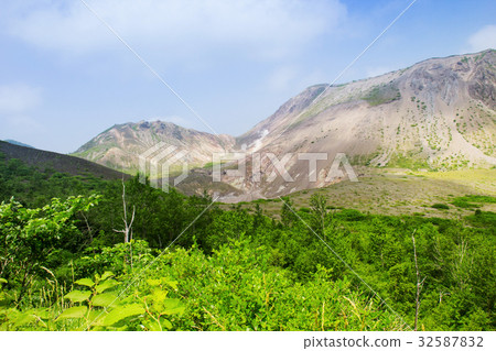 Landscape of volcanic rock mountain (Usu) at Toya 32587832