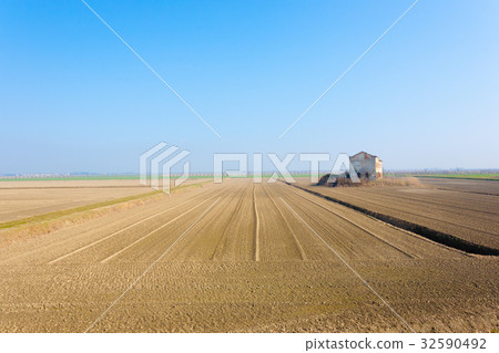 Rural Italian landscape from Po river lagoon. Rural Italian landscape from Po river lagoon. 32590492