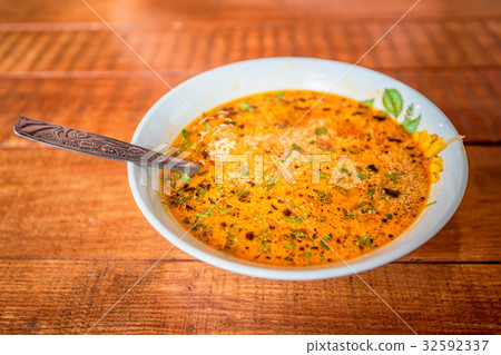 Ukrainian and Russian traditional soup borscht 32592337