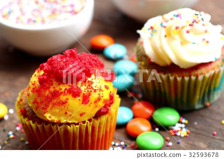 cupcake and chocolate coated colorful 32593678