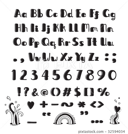 Hand drawn alphabet. Capital letters, lowercase 32594034