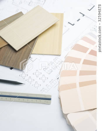 material samples on architectural drawings 32594878