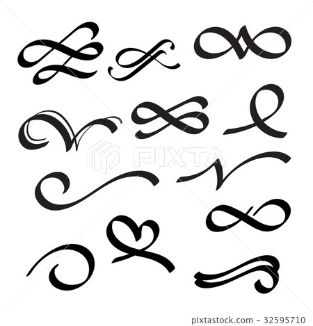 Calligraphic ornament set classical vintage style 32595710