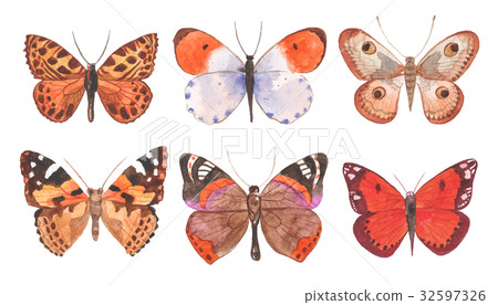 Watercolor butterflies illustration 32597326