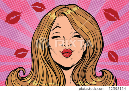 beautiful woman love lips kiss 32598134