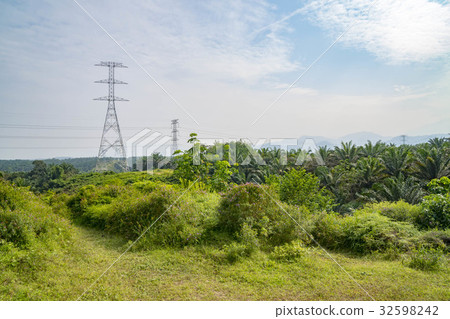 Transmission Tower Line Electricity Steel Pylon Transmission Tower Line Electricity Steel Pylon 32598242