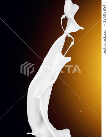 Splash of white fat milk as design element Splash of white fat milk as design element 32598954
