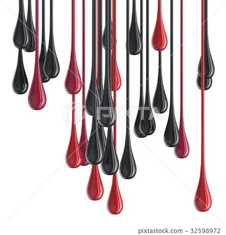 3D red and black glossy paint drop blobs 32598972