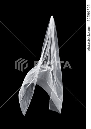 wedding white Bridal veil isolated on black 32599793