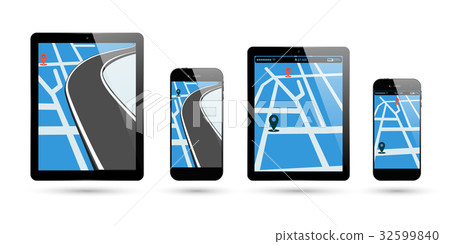 Smartphone and PC tablet map location Smartphone and PC tablet map location 32599840