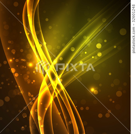 Energy lines, glowing waves in the dark, vector 32601248
