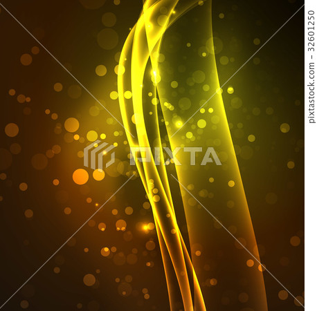 Energy lines, glowing waves in the dark, vector 32601250