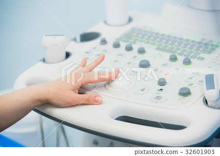 young woman doctor's hands close up preparing for 32601903