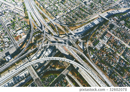 Aerial view of a massive highway intersection in Aerial view of a massive highway intersection in 32602078