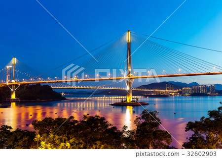 Ting Kau suspension bridge at night 32602903