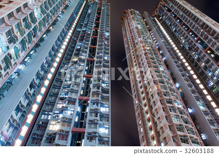 Residential building at night 32603188