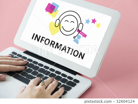Illustration of contact us online customer services on laptop 32604124