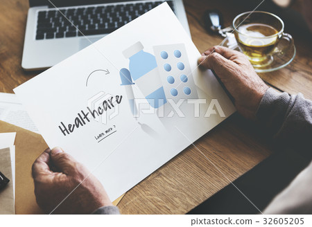 Hands working on billboard network graphic overlay 32605205