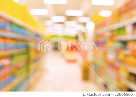 Supermarket Shelves Blurred Background 32606500