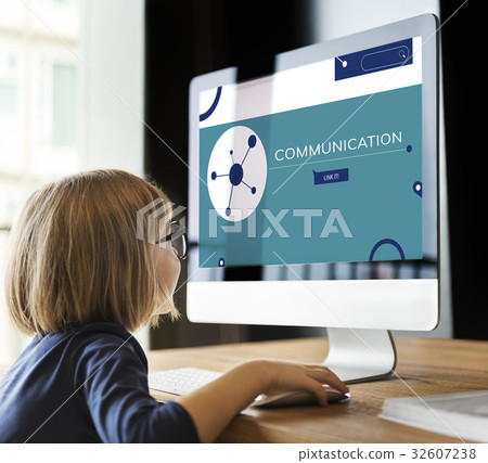 Illustration of social media online communication on computer Illustration of social media online communication on computer 32607238