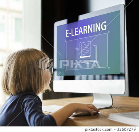 Little Girl Using Computer Concept Little Girl Using Computer Concept 32607279