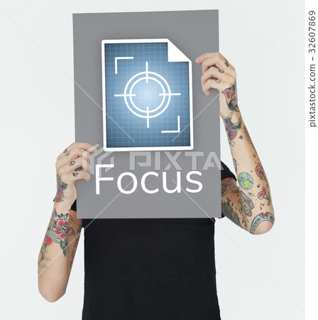 Illustration of focus on goals target pay attention Illustration of focus on goals target pay attention 32607869