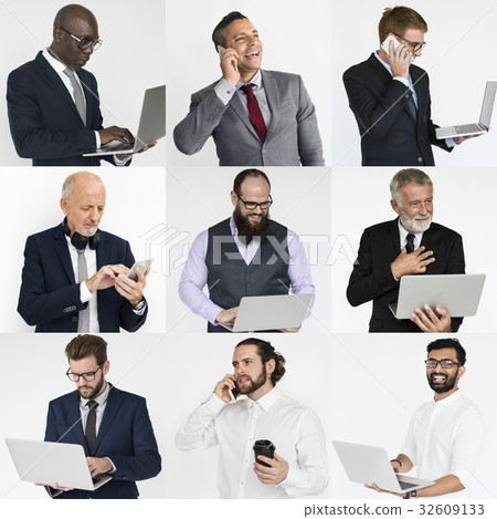 Collection of diverse people using digital devices Collection of diverse people using digital devices 32609133